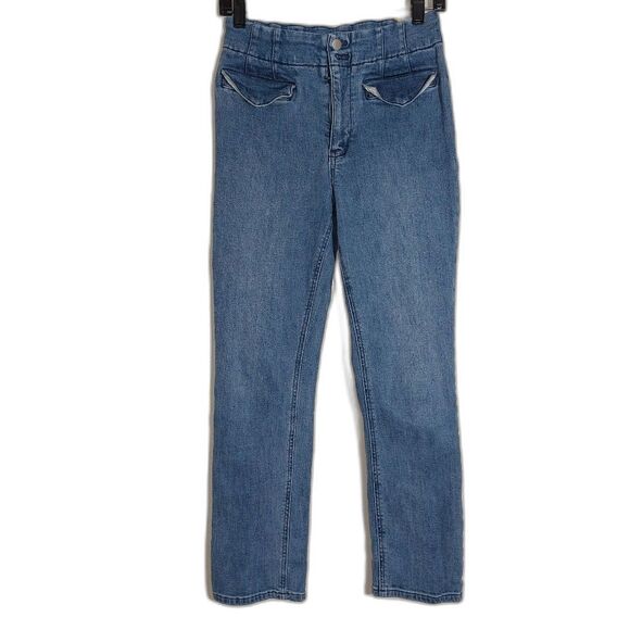 Anthropologie Maeve  Bombshell Slim Straight Jeans Style:OB1621587 Medium Wash - Picture 8 of 16